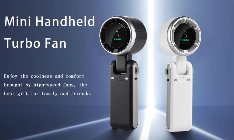 Description Picture 2 of itemPortable Turbo Fan Handheld Mini Hand Fan USB Rechargeable Foldable Hanging Neck Fan 3600mAh USB Mini Portable Small Turbo Fan
