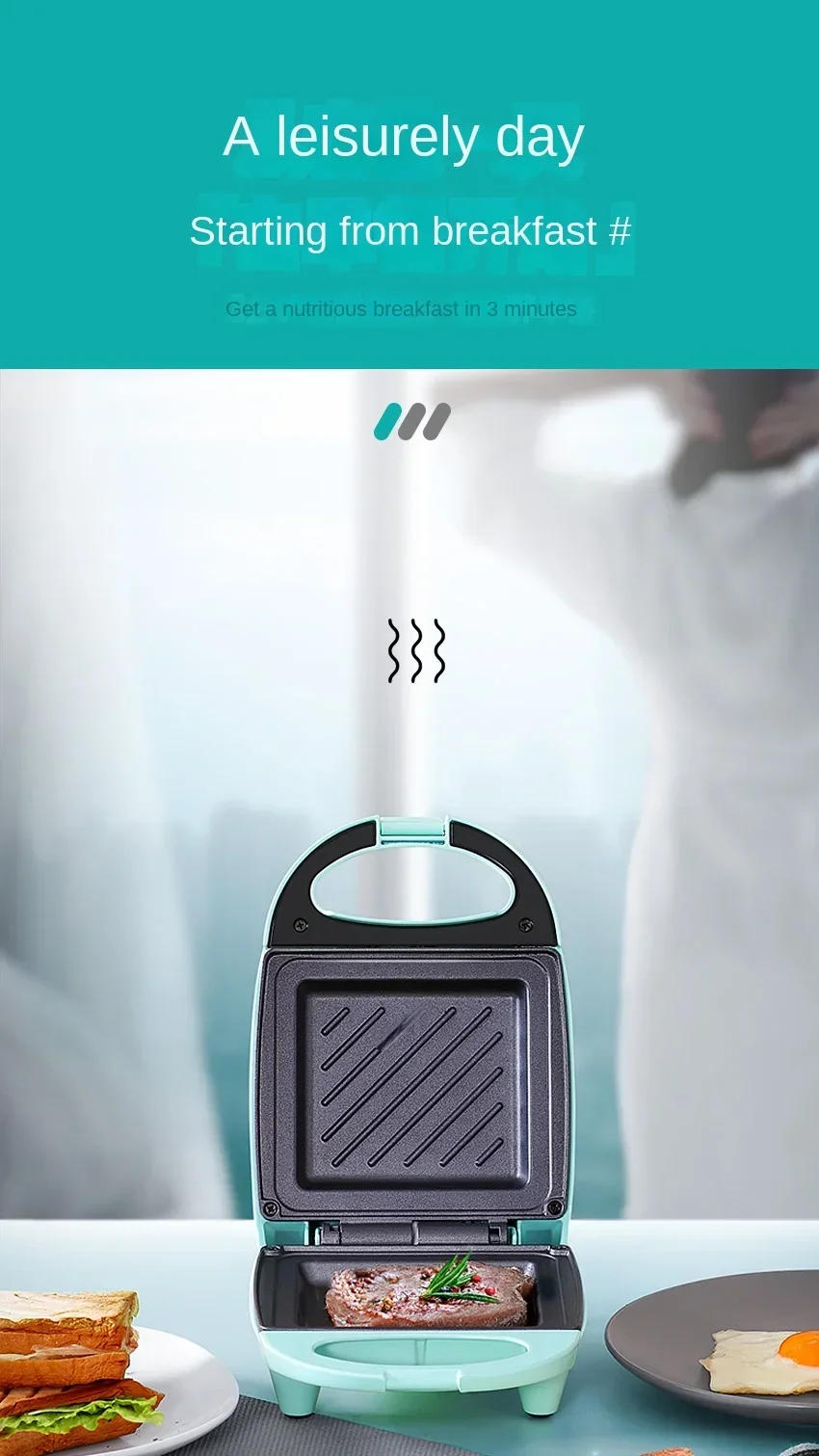 Description Picture 2 of item220V Iken sandwich light breakfast machine multifunctional home sandwich machine toast toaster pancake omelet heating