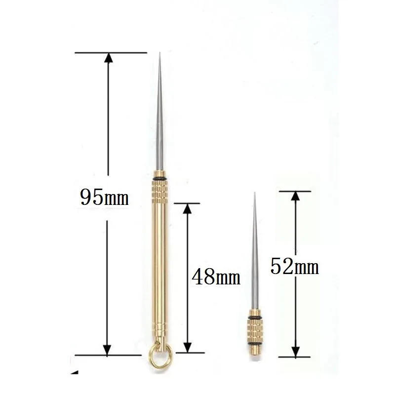 Description Picture 6 of item1PC BrassTitanium Alloy Telescopic Toothpick Keychain Pendant Gift Fruit Fork Camping Toothpick Holder Unpacking Tool Integrated
