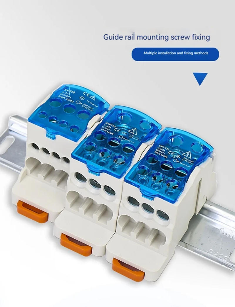 Description Picture 5 of itemUKK-80A Single-Stage Splitter Box Wire Connector High-Current Household Into A Multi-Outlet Terminal Block Rail Splitter Box