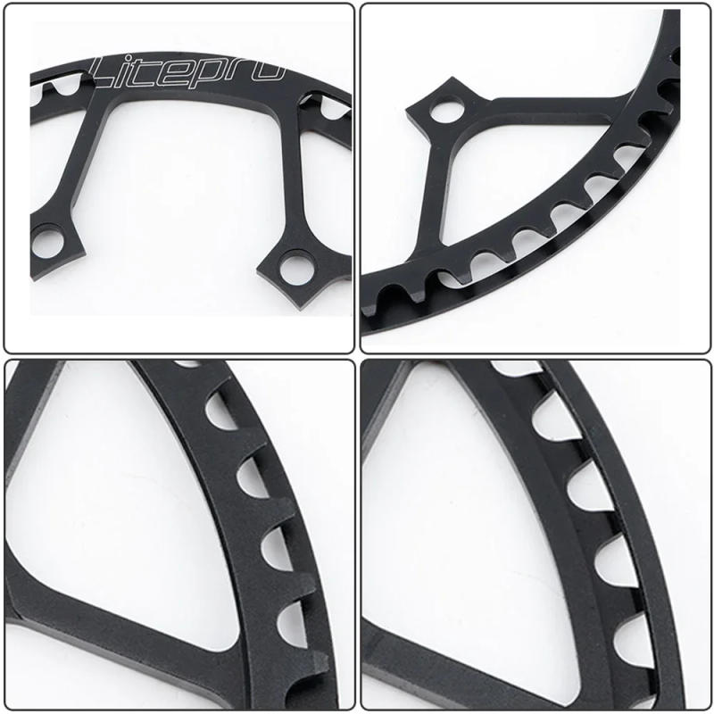 Description Picture 4 of itemLitepro Folding Bicycle Crankset Wide and Narrow Teeth 130BCD Chainring 45/47/53/56/58T Square Hole 170mm 130BCD 5claw Crank