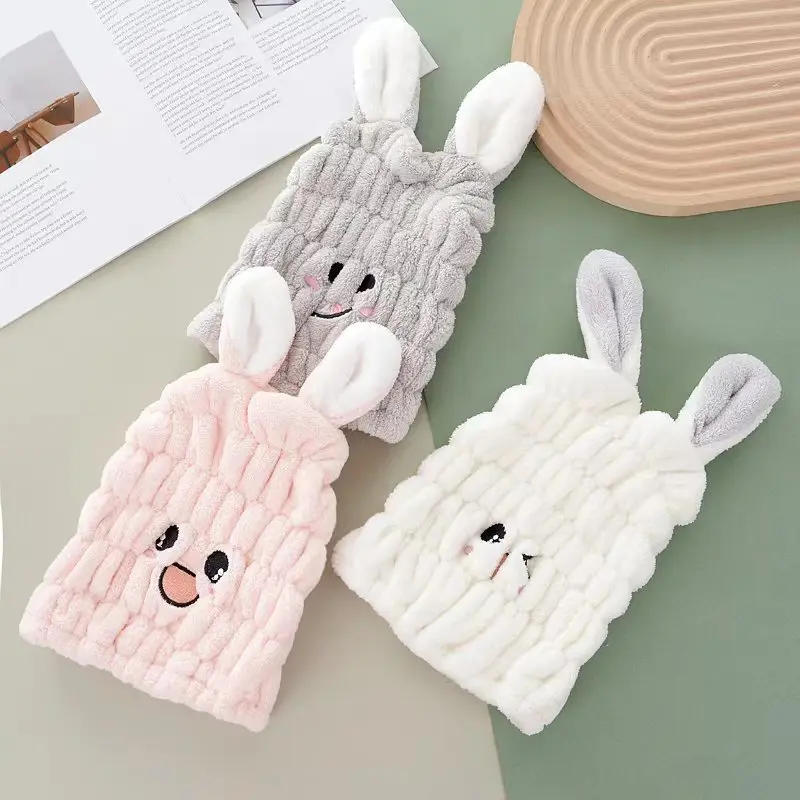 Description Picture 2 of itemWomen Cute Unicorn Coral Plush Cute Soft Thickened Dry Hair Hat Quick-Drying Baby Bath Hat Cartoon Children's Dry Hair Towels