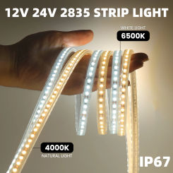SMD2835 IP67 Waterproof LED Strip DC 12V 24V Flexible Stripe String Light 120Leds/m Tape Ribbon Lamp Cold Warm White 4000K 6500K