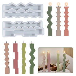 3D Long Strip Wavy Column Silicone Candle Mold Geometric Shaped Candles Making Kit Diy Plaster Epoxy Soap Making Supplies