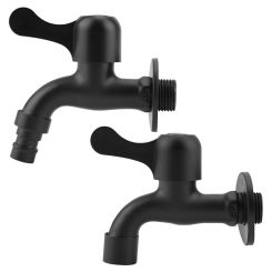 Stainless Steel Wall Mount Tap Garden Water Faucet Black for Washing Machine Laundry Cleaning Wall Mount Toilet Mop Faucet