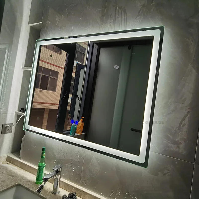 Description Picture 4 of itemLight Luxury Smart Bathroom Mirrors Toilet Touch Screen Bathroom Mirror with Light Minimalist Wall-mounted Bath Mirrors for Home