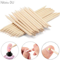 50/100 Wooden Cuticle Pusher Remover Nail Art Design Orange Wood Sticks Rhinestones Dotting Removal Manicure Pedicure Care Tools