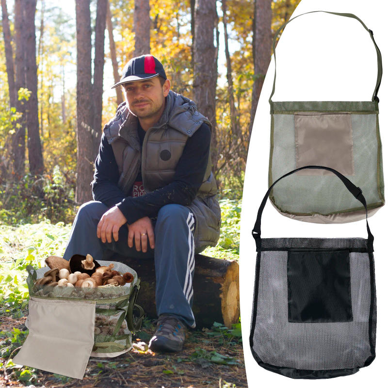 Description Picture 2 of item1/2Pcs Multipurpose Storage Bag Mesh Mushroom Foraging Bag With Adjustable Shoulder Strap Large Capacity Outdoor Shopping Pouch