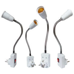 EU Plug to E27 Lamp Holder Light Bulb Socket With Switch Flexible Lamp Base Conversion Table Lamp Converter  30cm