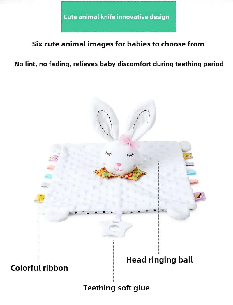 Description Picture 4 of itemElephant Baby Comforter Blanket Soft Appease Towel Baby Rattle Animals Toys Soothe Reassure Sleeping Towel Lathe HangingToddler