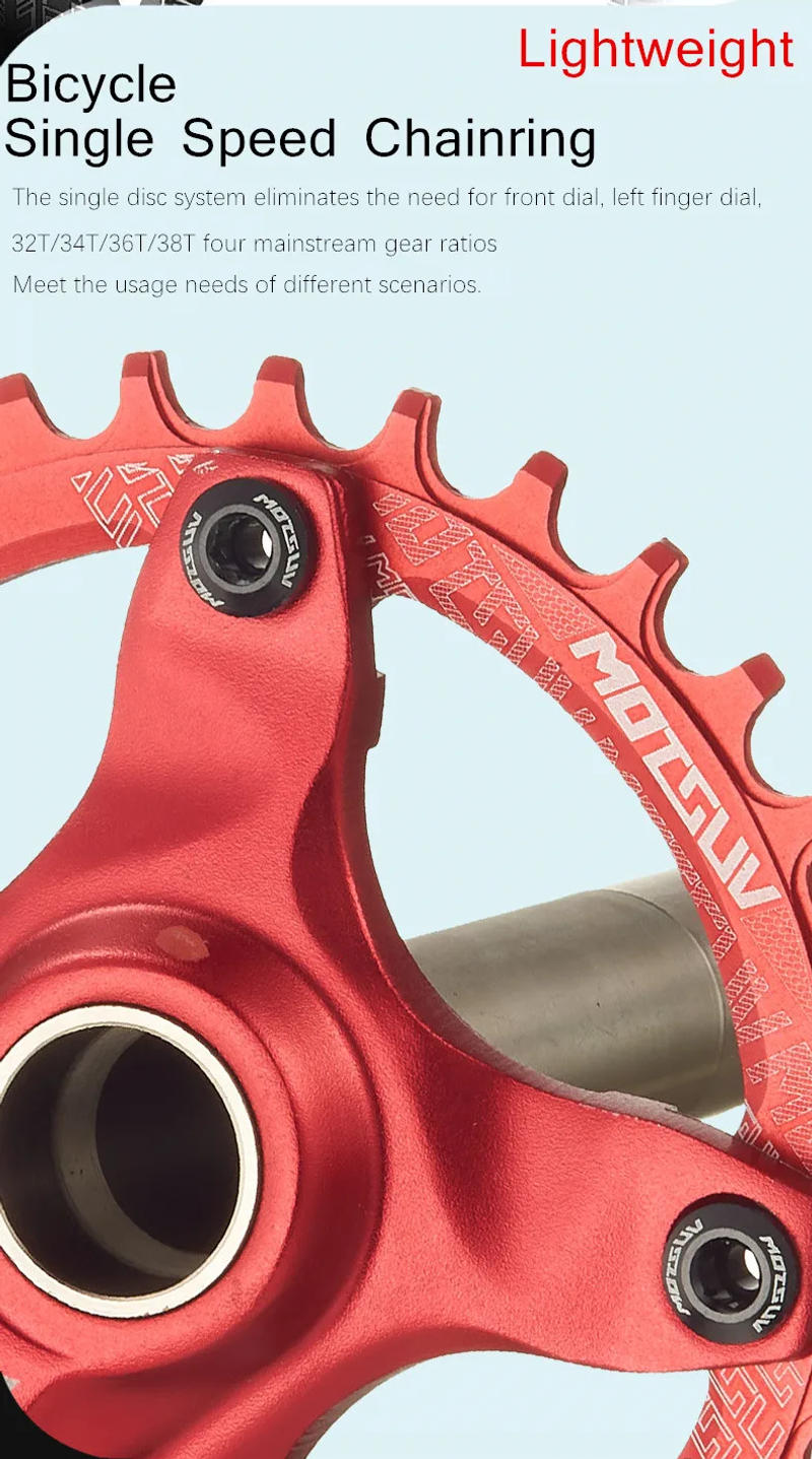 Description Picture 4 of itemMOTSUV Bicycle 104BCD Crank Narrow Wide Chainring Aluminum Alloy MTB Bike Round 32T 34T 36T 38T Cycling Tooth Chainwheel Parts