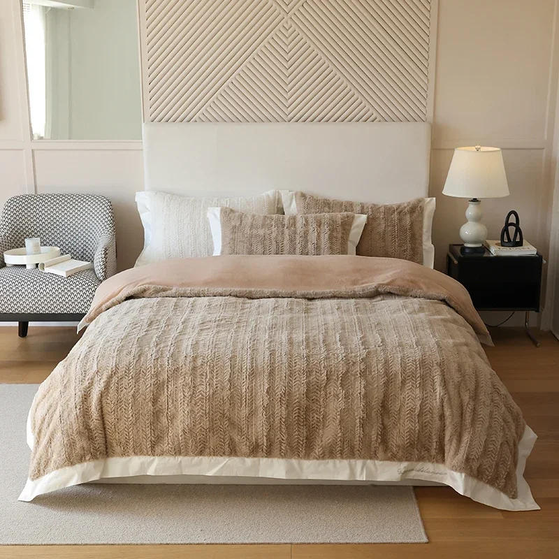 Description Picture 3 of itemTuscany faux fur Bed linen double comforter Bedding set Bed duvets cover Quilt beds cover full set sheets pillow cover