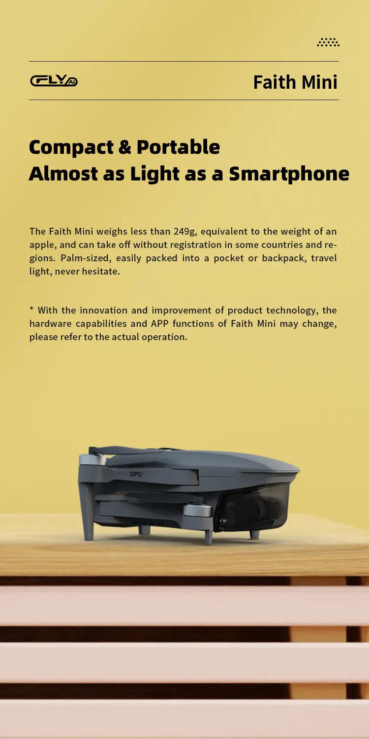 Description Picture 3 of itemCFLY Faith MINI Drone,3-Axis Gimbal Professional Camera,4K Video Camera,26 Mins Flight Time,3km Video Transmission,Light Drones
