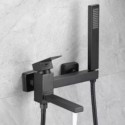 Bathtub Shower Set Wall Mounted Black Rotatable Bathtub Faucet,Bidet Bathroom Bath Mixer Tap Brass