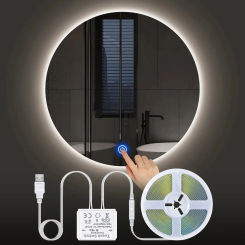 Makeup Mirror Backlight Lighting COB 5V USB LED Strip Penetrate Mirror Touch Sensor Switch Dimmable Bathroom Vanity Mirror Light