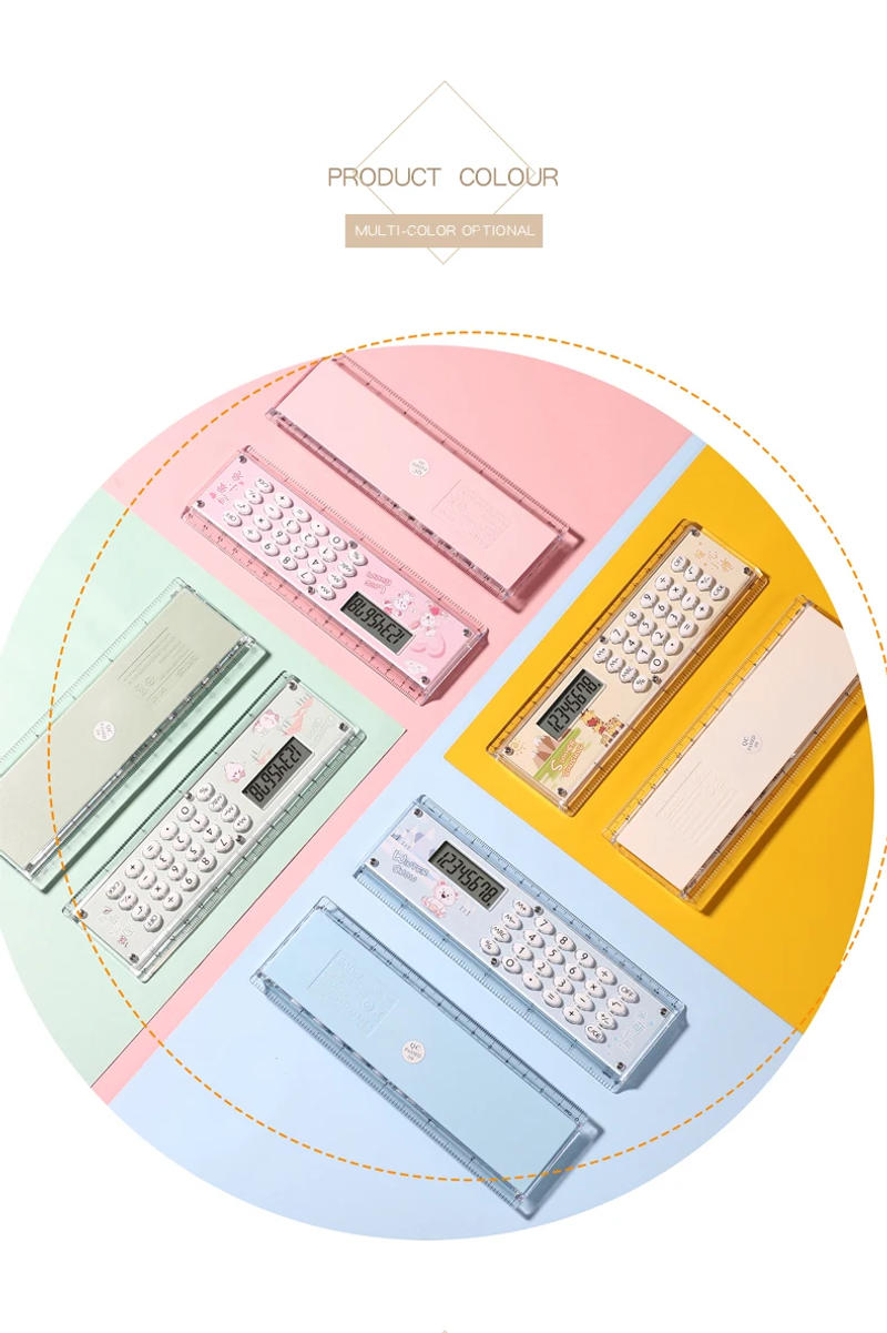 Description Picture 4 of itemHot Selling Ruler Calculator 8 Digits Display 15CM Scale Cute Micro Multi-function Office School Supplies