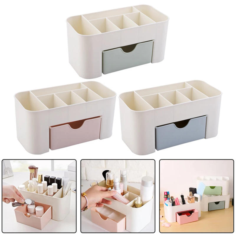 Description Picture 2 of itemJewelry Cosmetics Organizer Drawer Style Storage Box Lightweight Ample Space for Office Desktop Dressing Table