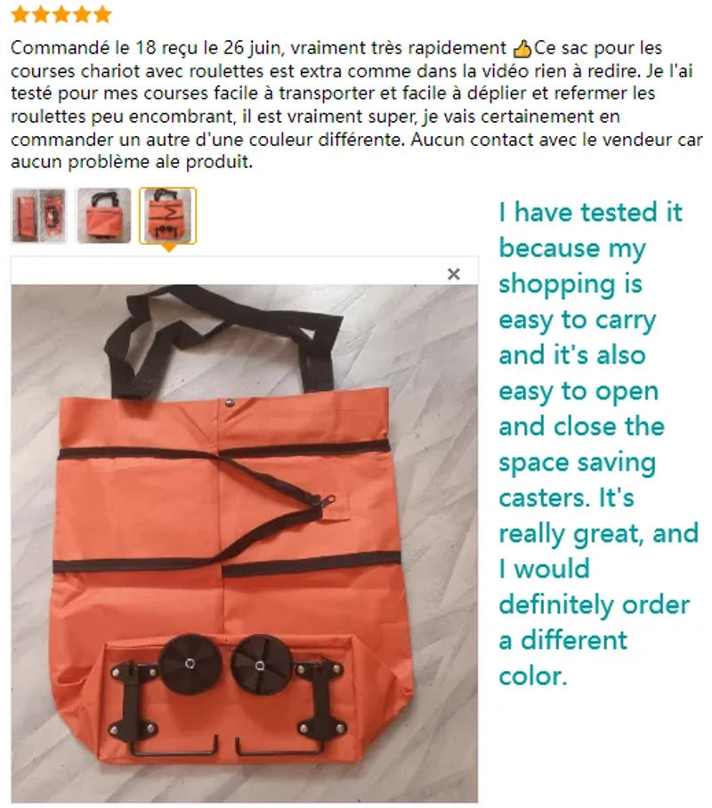 Description Picture 2 of itemFoldable Shopping Trolley Bag With Wheels Large Reusable Cloth Hand Tote Bolsas Eco Fabric Supermarket Grocery Pull Cart Bag