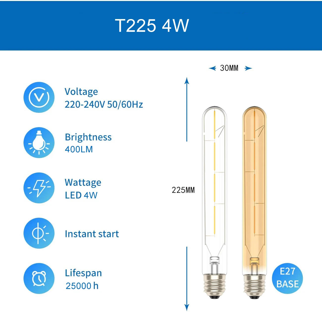 Description Picture 6 of itemE27 Vintage Edison LED Light Lamp T185 T225 T300 LED Bulb  2W 3W 4W 5W 6W 7W 8W 220V Retro Flame Light For Home Decoration