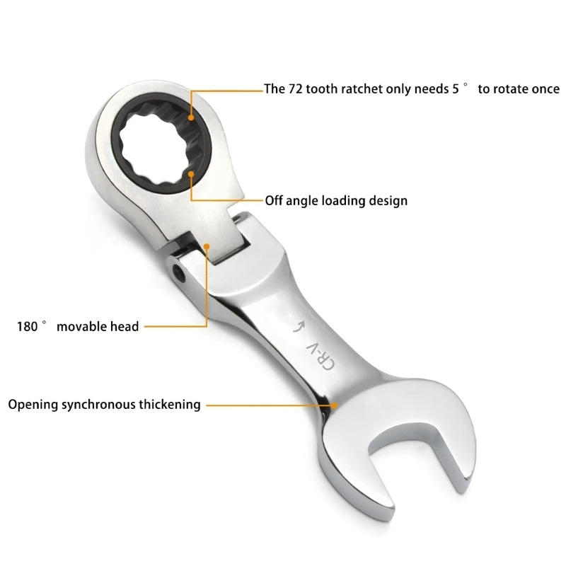 Description Picture 4 of itemPractical 180°Flexible Head Ratcheting Wrench Ratcheting Box Wrench Tool