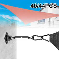 40/44Pcs Sun Shade Sail Hardware Kit Shade Sail Canopy Fixing Fittings Accessory Safety Sun for Install Awning Accessory