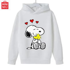 White Snoopy Cartoon Anime Children Pullover Tops 2025 New Fashion Boy Girl Kids Hoodie Spring Autumn Baby Sweatshirt Clothes