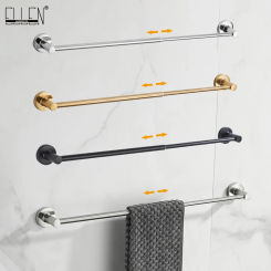 1 Piece Single Towel Bar: 14.8 to 26.8 Inch Adjustable Towel Rack Wall Mounted,Brushed,Black,Chrome,Gold, Bathroom EL9924