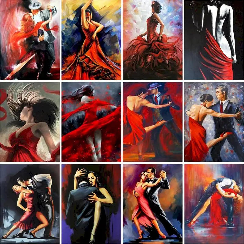 Description Picture 2 of itemGATYZTORY Oil Painting By Numbers Dancing Women DIY Paint By Numbers On Canvas Home Decor Frameless Digital Painting
