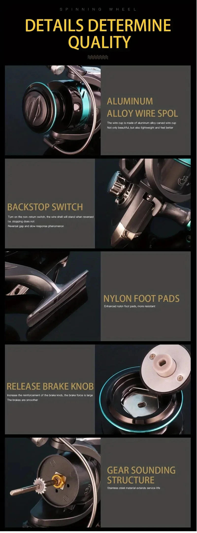 Description Picture 5 of itemBILLINGS DK Series,4.8:1/5.2:1 Gear Ratio,22LB Max Drag,CNC Metal Spool,Spinning Fishing Reel,For Freshwater Saltwater