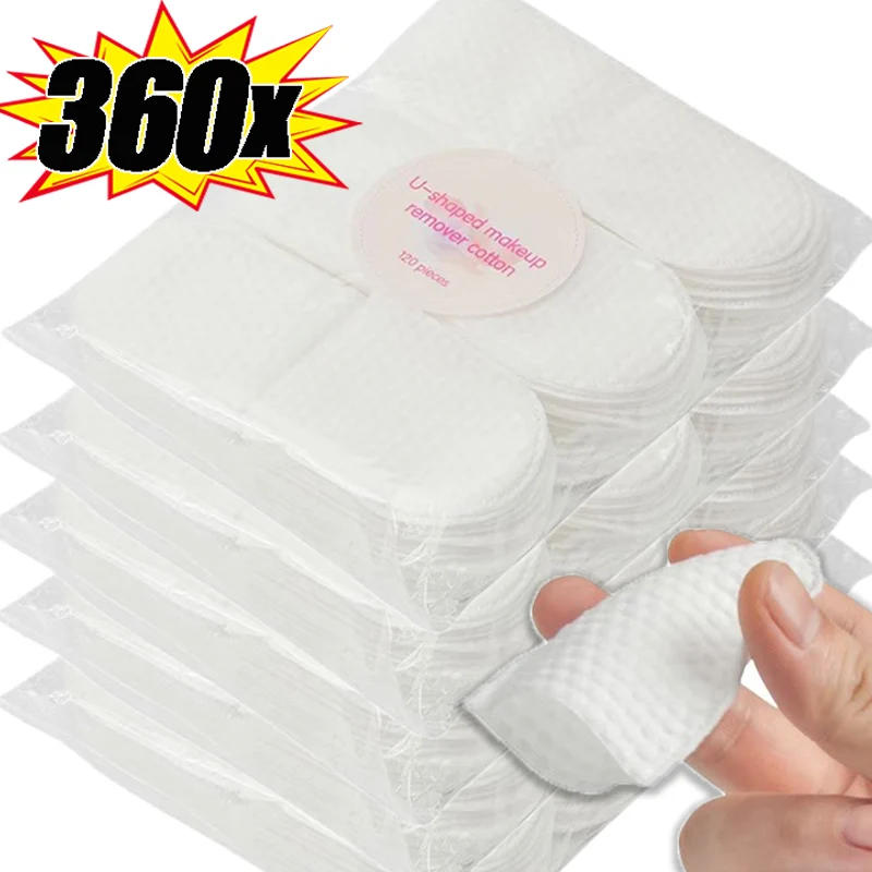 Description Picture 4 of item120/360Pcs U-shaped Makeup Removal Cotton Pads Disposable Removal Cleansing Soft 80G Pearl Embossing Cotton Pads Skin Care Tools