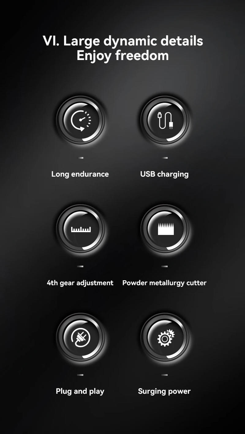 Description Picture 6 of itemKemei Rechargeable Hair Trimmer For Men Cordless Professional Beard Hair Clipper Electric Hair Cutting Machine Two Motor Speed