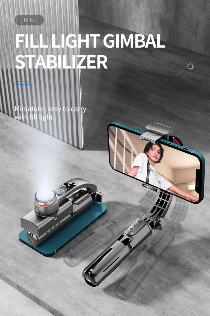 Description Picture 2 of itemGimbal Stabilizer Selfie Stick Tripod with Fill Light Bluetooth Wireless Extendable for Samsung IPhone Cellphone Smartphone