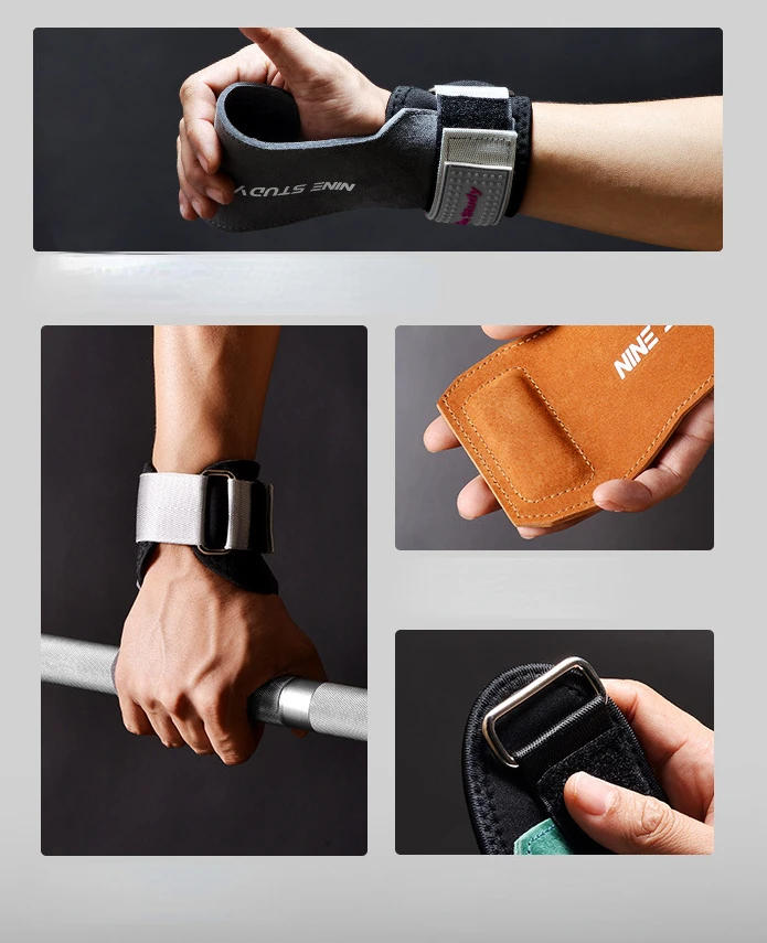 Description Picture 3 of itemCowhide Hand Protector Fitness Gloves for Weightlifting Horizontal Bar Gym Wrist Protector Pull Up Crossfit Assistance Band