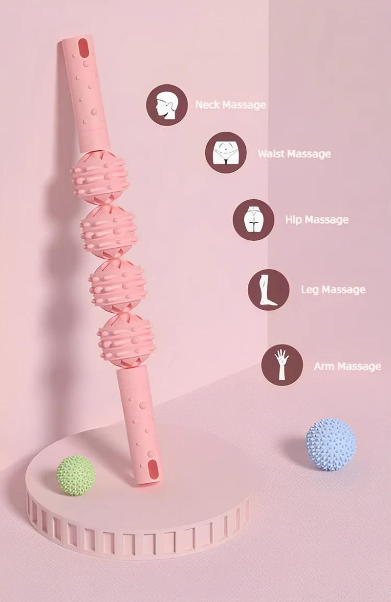 Description Picture 5 of item4 Ball Roller Muscles Massage Stick Relaxation Yoga Fitness Wolf Tooth Fascia For Calves Thighs Quadriceps Arms Forearms