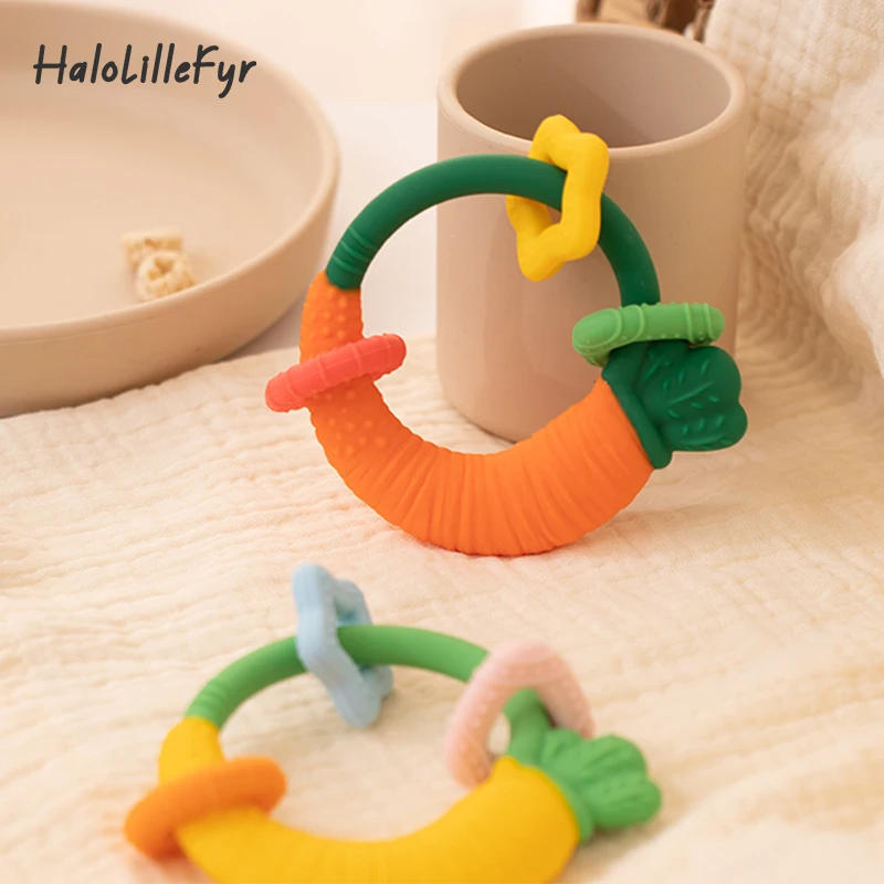 Description Picture 2 of itemFood Grade Baby Silicone Teethers BPA Free Cartoon Carrot Infant Teething Chew Toys for Boys Girls Shower Gift Baby Accessories