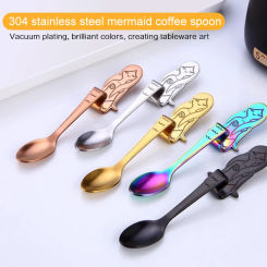 Stainless Steel Coffee Spoon Lovely Cute Mermaid Teaspoon Dessert Snack Scoop Ice Cream Spoons Tableware Kitchen Tools