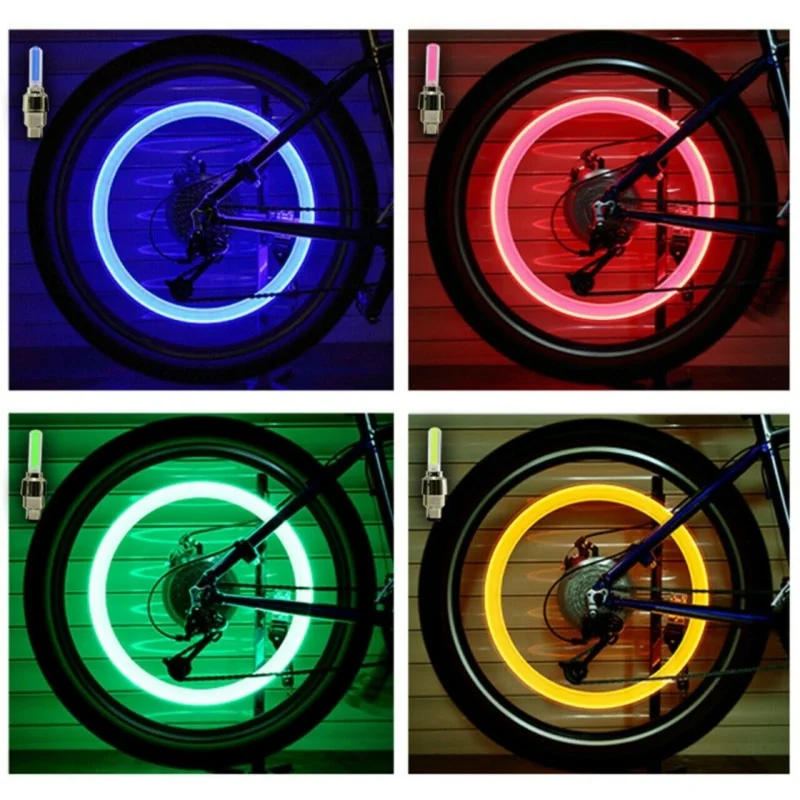 Description Picture 5 of item2PCS Bicycle Bike LED Lights Tire Valve Cap Flashlight Auto Car Motorcycle Tire Air Valve Wheel Spokes Light Bike Accessories