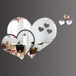 Cute 3D Mirror-Surface Wall Sticker Heart Shape DIY Art Home Decoration Wall Ornament Waterproof