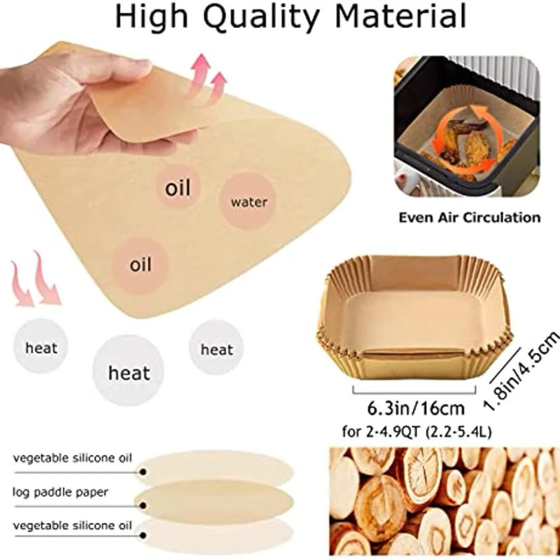 Description Picture 6 of item50/100Pcs Air Fryer Paper Liner, Unbleached Oven Insert Parchment Paper, Disposable Non-stick Baking Paper for Frying, Baking