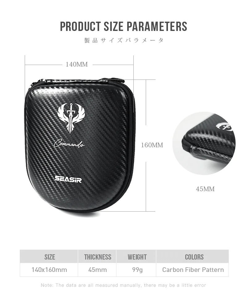 Description Picture 3 of itemSEASIR Commando Carbon Fiber Pattern Baitcasting Fishing Reel Bag Eva Waterproof Pouch Case Cover