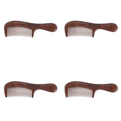4X Unisex Sandalwood Comb Women Men Home Travel Wood Anti-Static Fine-Tooth Comb Wooden Handles Hair Comb