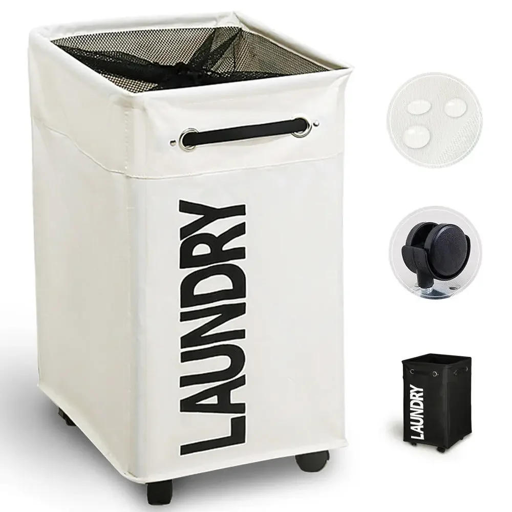 Description Picture 3 of itemRolling Laundry Hamper with wheels Waterproof and Collapsible Laundry Baskets  For Clothes Toys Clothes Basket with Mesh Cover