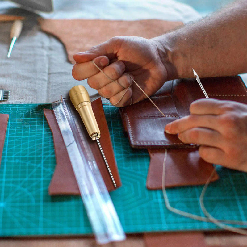 Description Picture 4 of item9Pcs Leather Sewing Kit, Copper Handle Leather Sewing Awl, Needle Set, Suitable for Repairing Leather Canvas Tent Shoes