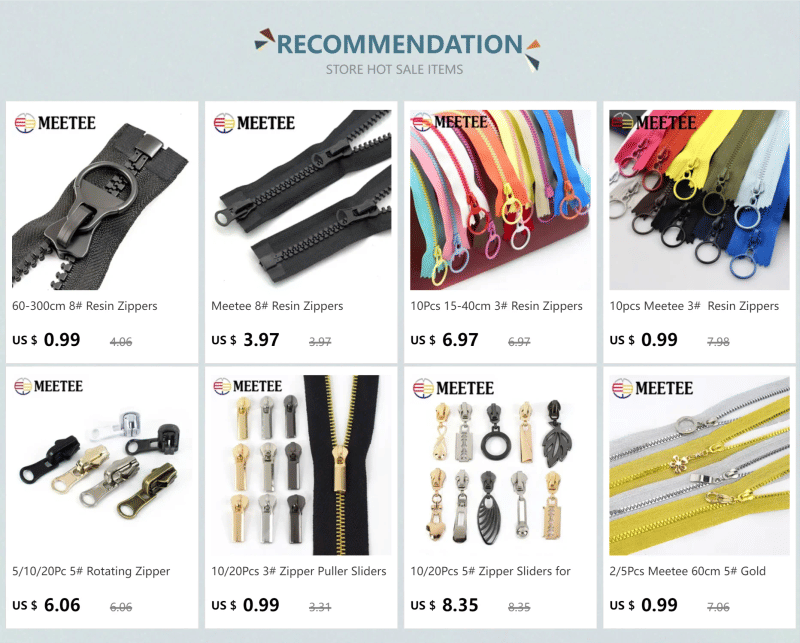 Description Picture 6 of itemMeetee 1/2/3/4/5Meter 10# Resin Zippers Open-end Tail Double Side Slider for Sewing Jacket Coat Tent Long Zips DIY Accessories