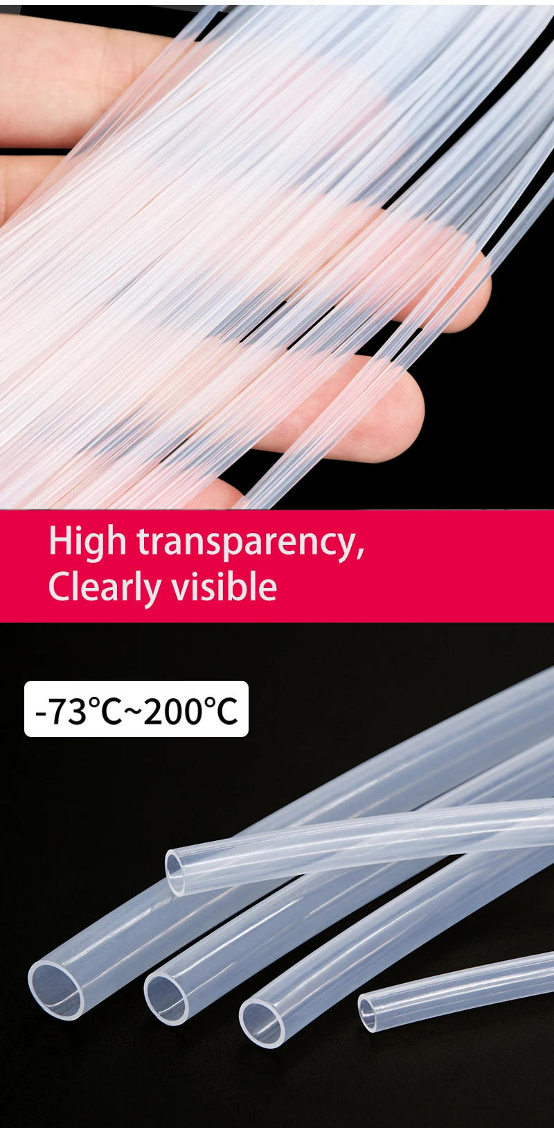 Description Picture 3 of item1~10m PTFE Tube FEP Insulated Hose ID 0.5 1 2 2.5 3 4 5 6 7 8 10 mm Transparent  Extruder J-head Rigid Pipe For 3D Printer Parts