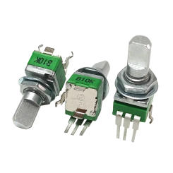 1PCS Taiwan ALPHA 09 type Potentiometer single connected vertical 3-pin B10K 20K 50K 100K Axial length 15mm haft shaft