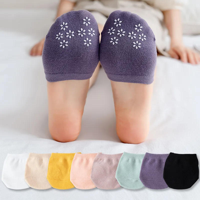 Description Picture 2 of itemSolid Color Forefoot Half Socks for Women Summer Cotton Sock Slippers Breathable Invisible Silicone Non Slip Casual Simple Socks