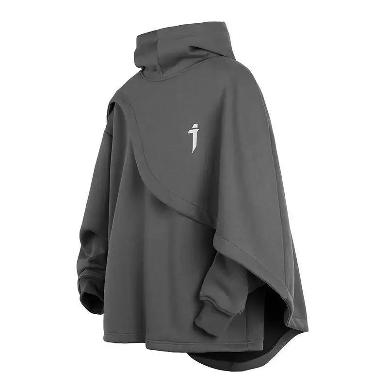 Description Picture 6 of itemJapanese Simple Solid Color Cape Jacket Winter Hoodie Men Warm Windproof Loose Sweatshirt Anime Cosplayer Costume
