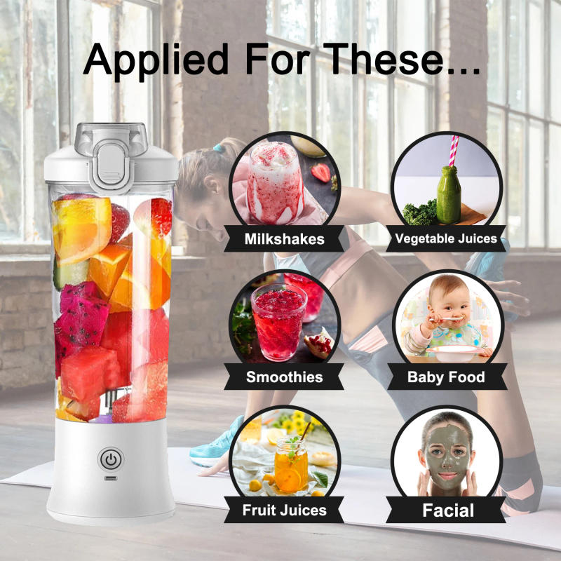 Description Picture 3 of itemNew Portable Blender 600ML Electric Juicer Fruit Mixers 4000mAh USB Rechargeable Smoothie Mini Blender Personal Juicer colorf