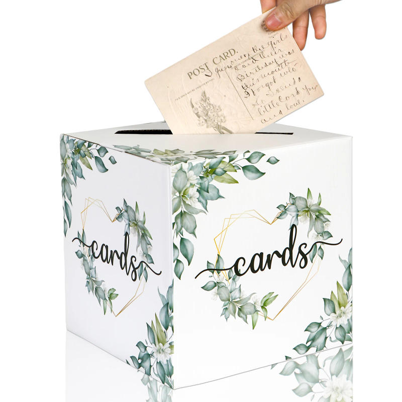 Description Picture 4 of itemWedding Card Box with Slot,Greenery Theme DIY Wedding Envelope Money Card Box for Party Graduation Birthday Decorations